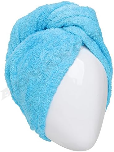 100% Cotton Turbie Twist Hair Wrap Drying Towel Turban Soft Bath Loop (AQUA)