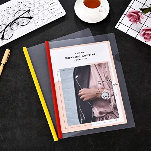 20 Pieces A4 Sliding Bar Binder Transparent Report Covers Folder for Documents Classification (Multicolored Sliding Bar) - Thumbnail 3