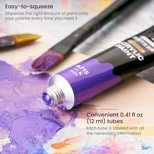ARTEZA Acrylic Paint Sampler Set, 50 Metallic Colour (12ml) 3