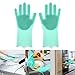 Magic Silicone Dishwashing Gloves with Scrubber (green)