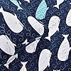 Lush Decor Whale Kids Reversible 4 Piece Quilt Bedding Set with Sham and Decorative Throw Pillows, Twin, Navy