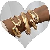 Giovanchi Chunky Gold-color Bangle Bracelets for Women - 3PCS Adjustable Open Cuff Bracelet Stack, Non-Tarnish Stackable Bangles Set, Trendy Minimalist Accessories