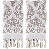SKL HOME by Saturday Knight Mirage Fringe 100% Turkish Cotton Hand Towel (2-Pack), Taupe