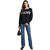 DKNY Womens Long Sleeve Crew Neck Logo Sweater