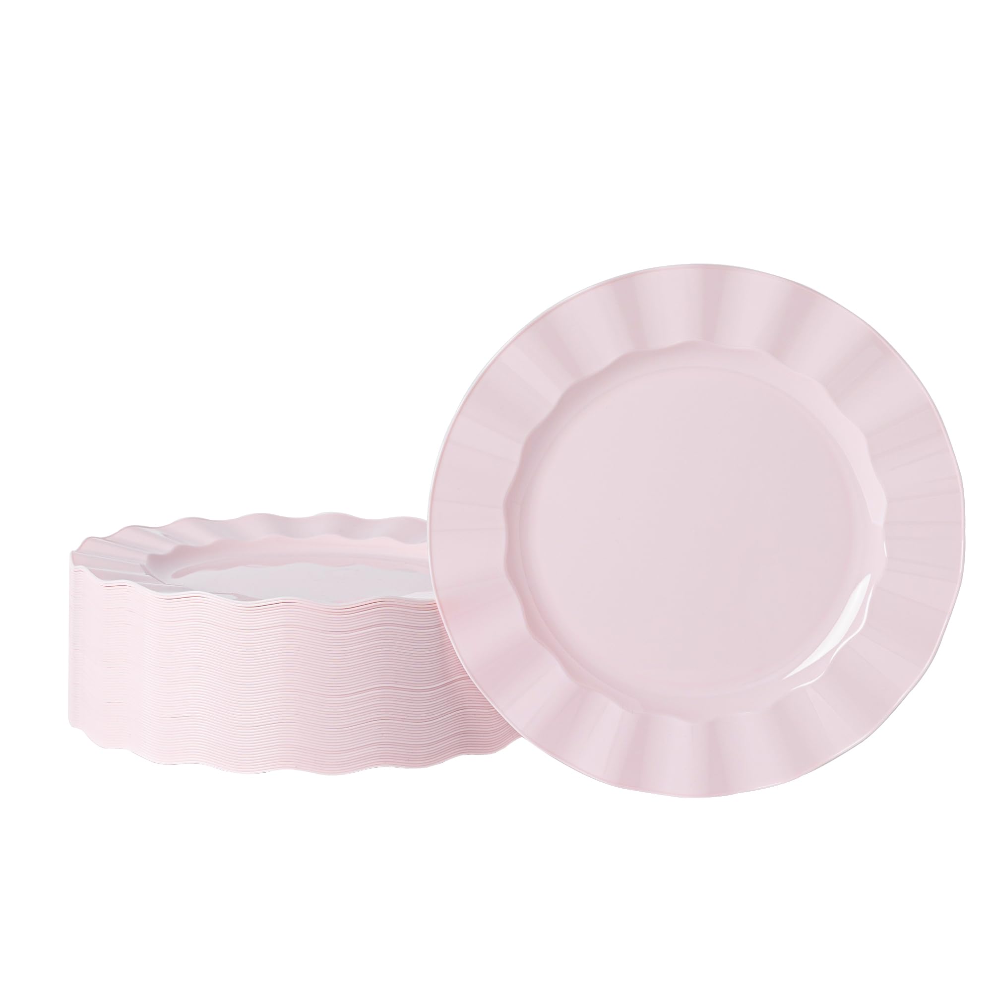 Photo 1 of NZVCN 72 Pack Pink Plastic Plates, 10" Disposable Wave Edge Dinner Plates Elegant Heavy Duty Serving Dishes for Party, Wedding, Thanksgiving, Christmas
