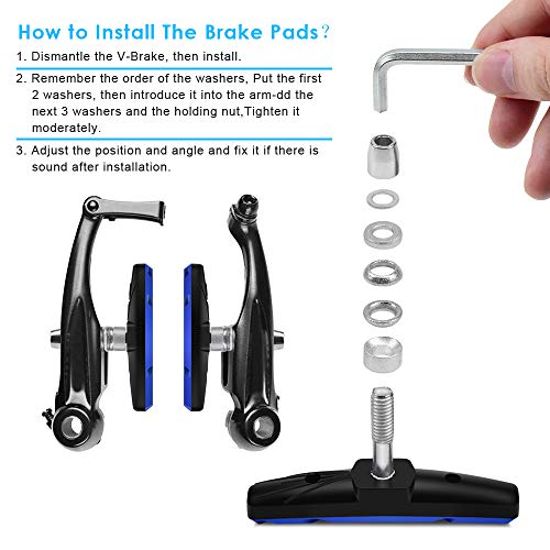 image for BROTOU 3 Pack Bike Brake Pads Set MTB Mountain Bicycle V-Brake Pad 70m