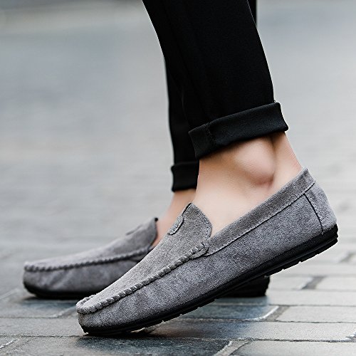 Men's Driving Shoes Slip-on Loafers Casual and Comfortable Solid Bean Shoes Flat Boat Shoes - Thumbnail 5
