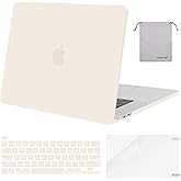 MOSISO Compatible with MacBook Pro 16 inch Case 2020 2019 Release A2141 with Touch Bar Touch ID, Protective Plastic Hard Shell Case & Keyboard Cover & Screen Protector & Storage Bag, Beige