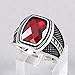 Chimoda Mens Rings in 925 Sterling Silver Handmade Ring with Red Cubic Zirconia and Marcasite (9)