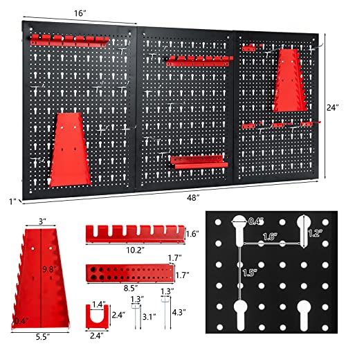 Goplus Pegboard Wall Organizer, 4ft Metal Garage Pegboard Tool