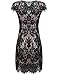 Romwe Women's Gorgeous V Neck A Line Sexy Short Cap Sleeve Lace Dress Black L