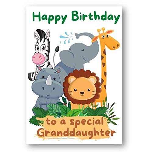Second Ave Granddaughter Children's Kids Safari Birthday Card For Her Greetings Card