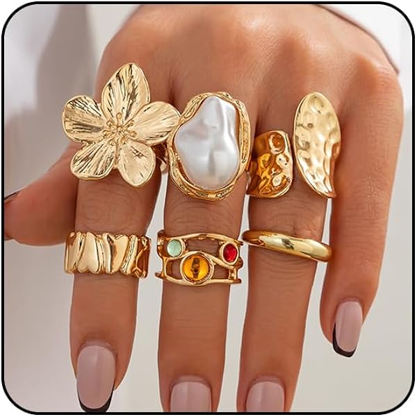 KISS WIFE Golden Stackable Moon Star Knuckle Rings Set For Women, Boho Dainty Lightweight Stacking Rings, Vintage Midi Rings Pack, Trendy Jewelry - Product Details