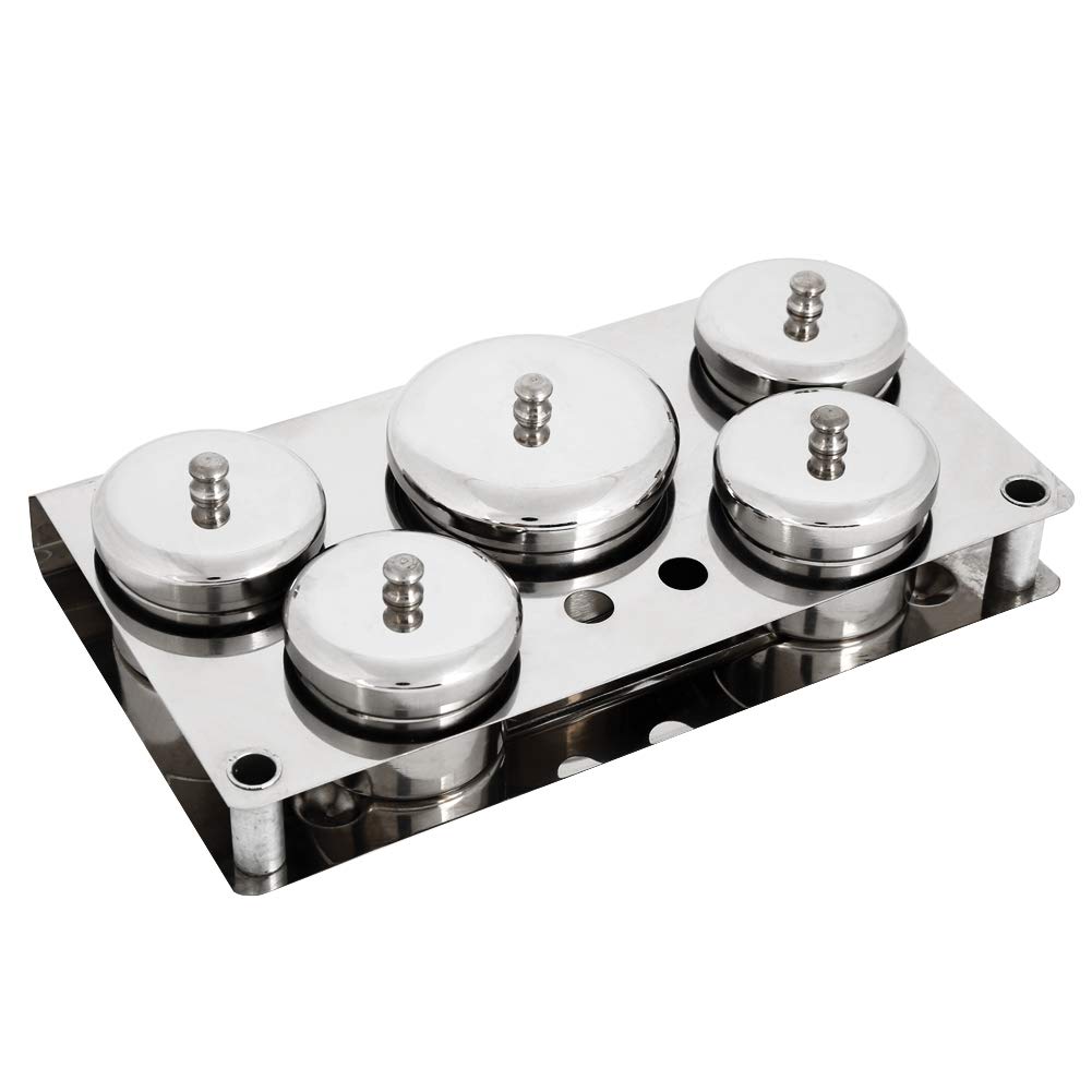 5pcs Stainless Steel Nail Art Mini Powder & Liquid Set Cans Storage Box Nail Art Acrylic Liquid Powder Dappen Dish for Nail Art Manicure