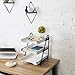 MyGift 3 Tier Vintage White Wood Letter Tray Desktop Organizer with Black Metal Stand, Office Desk Paper Document Sorter, Wooden Upright Filing Folder Rack