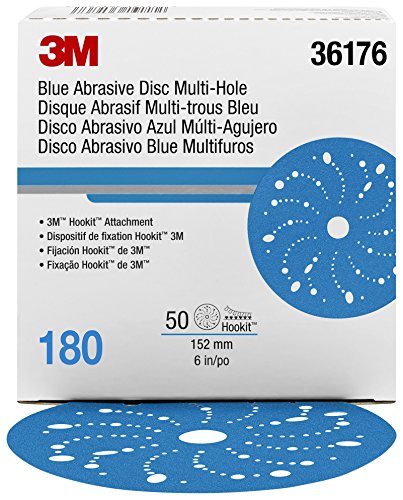 Hookit 36176 Blue Abrasive Disc (Multi-hole 6 in 180 grade 50 discs per box)