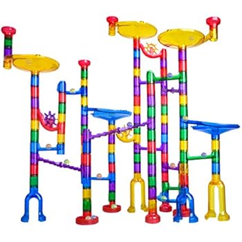 Meland Marble Run - 122Pcs Marble Maze Game Building Toy for Kid, Marble Track Race Set&STEM Learning Toy Gift for Boy Girl Age 4 5 6 7 8 9+ (102 Translucent Marbulous Pcs & 20 Glass Marbles)