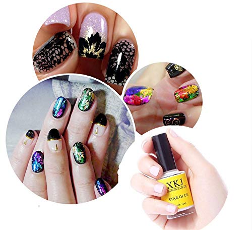XICHEN 3 bottles Professiona Starry Sky Nail Art Glue for Foil Sticker Nail Transfer Tips Decorations Adhesive White 16 ML/bottles