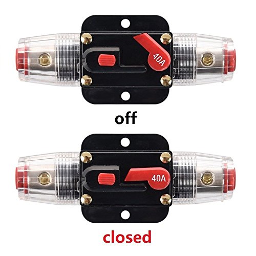 RKURCK 12V-24V DC Circuit Breaker 40A, Fuse Holder, Inline Fuse Block For Car Audio Solar Inverter System Protection