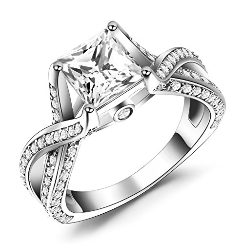 Caperci sterling silver princess cut white cz solitaire…