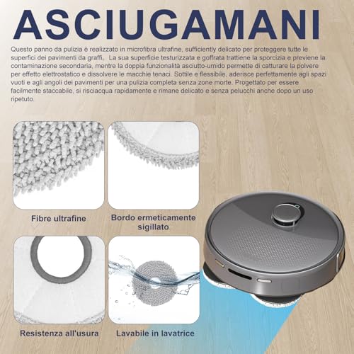 Accessories for LEFANT M3 Max Vacuum Cleaner, 1 Main Brush, 4 Filters, 4 Dust Bags, 6 Napkins, 6 Side Brushes, M3 Max Spare Parts 22 Pieces