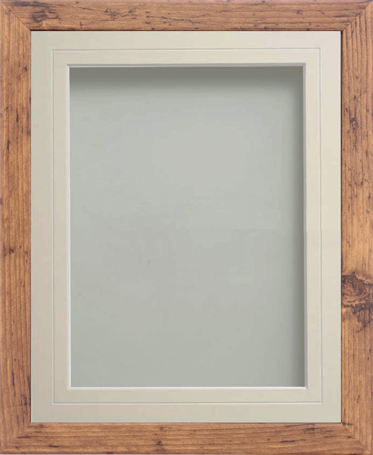 Frame Company Allington Rustic Photo Frame with Ivory V-Groove Mount, 16x12 for 12x8 inch, fitted with perspex