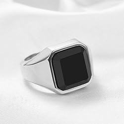 MYNENEY 14K Gold/Silver/Black Plated Square Signet