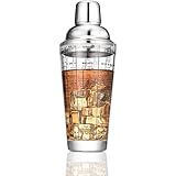 Etens Glass Cocktail Shaker, Martini Shaker 14oz with Recipes on Side | Clear Bar Shaker with Measurements | Built in Straine