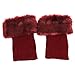 Womens Fur Trim Boot Cuff Top Cover Leg Warmers Red