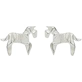 Handmade 925 Sterling Silver Origami Horse Stud Earrings