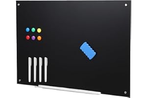 FinerFurnis Frameless Magnetic Glass Whiteboard – Large Tempered Dry Erase Board, Clear Writing Surface, Wall Mounted for Off