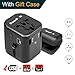 Travel Adapter Universal International Power Adapter Quick USB Charger with 1 Type C and 3 USB Ports All in One Worldwide Power Outlet Converter Wall Plug Adapter for USA/EU/UK/AUS(Black）
