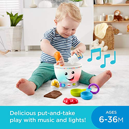 recipiente para mezclar color mágico laugh & learn de fisher-price, juguete musical para bebé