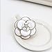 Fashion jewelry designer big immitation pearl classic round shape enamel camellia brooch pin for women (Off White)