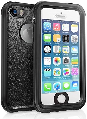 Waterproof iPhone SE 5S 5 Case, SHARKCASE Shockproof Full-Sealed Heavy Duty Protective Case, IP68 Certificated Water Shock Dust Snow Proof Hard Cover for iPhone SE 5S 5 - Black