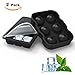 Homgeek Ice Cube Trays Silicone Set of 2, 15 Cavity Square Ice Cubes & Sphere Round Ice Ball Mold with Lid Bpa Free, for Whiskey and Cocktails, Keep Drinks Chilled (Black)