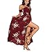 Women Boho Style Off Shoulder Beach Summer Long Dress (red, M)