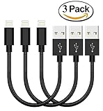 Direct Wire & Cable Premium Quality Nylon Lightning Charging Cable, USB Cord for iPhone Se/6S/6S Plus/6/5S/5C/5/iPad Mini/Air/5/iPod Compatible with iOS9 - Black - 3 Piece