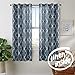 jinchan Curtains Blue Linen Living Room Drapes Light Filtering Moroccan Tile Print Window Treatment for Bedroom Curtain Flax Textured Geometry Lattice Grommet Dining Room 63 Inch Length 2 Panels
