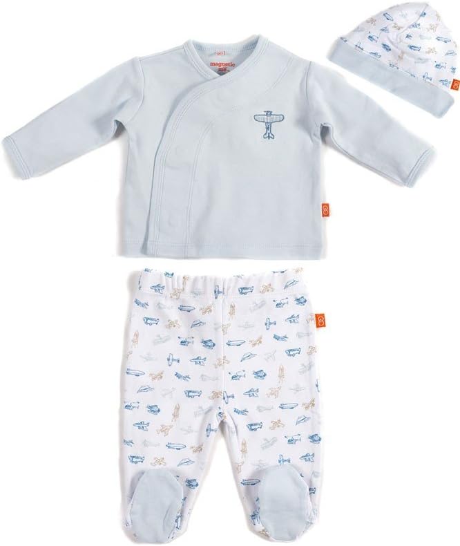 Magnetic Me Baby Boys Airplane Kimono Pant and Hat Set