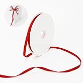 100 Yard Christmas Ribbon, 1/4 Inch Red Double Faced Satin for Gift Wrapping, Flower Bouquet, Hair Bow, Floral Fabric Crafts, Valentine Wedding Decoration