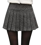 Chouyatou Women's Casual Plaid High Waist A-Line Pleated Skirt (Large, H344-Gray)