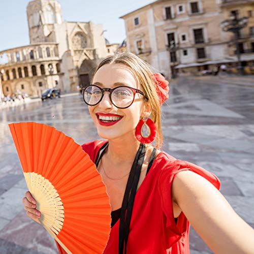 Johouse Hand Held Paper Fans Bamboo Folding Fans Handheld Folded Fan for Church Wedding Gift, Party Favors, DIY Decoration (12 Pack, Multicolor)