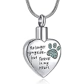 RIMZVIUX Cremation Jewelry for Ashes for Dog Cat Waterproof Pet Memorial Urn Pendant Necklace for Ashes