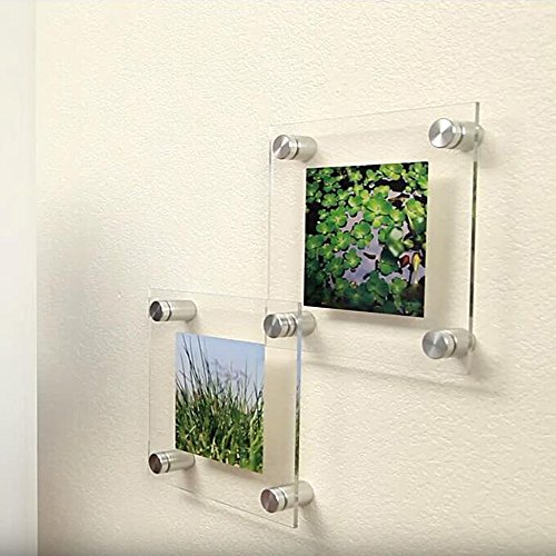 Stainless Steel Standoff MANYEE 20Pcs (19x25mm) Wall Mount Glass Sign Standoff Pin Mounting Hardware Standoff Clamp Adjustable Advertisement Fixing Screw Nails for Holding Glass Acrylic Artwork Photos