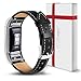 Fitbit Charge 2 Bands - ICHECKEY Genuine Leather Replacement Wristband Bracelet, Large Small Charge 2 Fitness Strap with Metal Connector