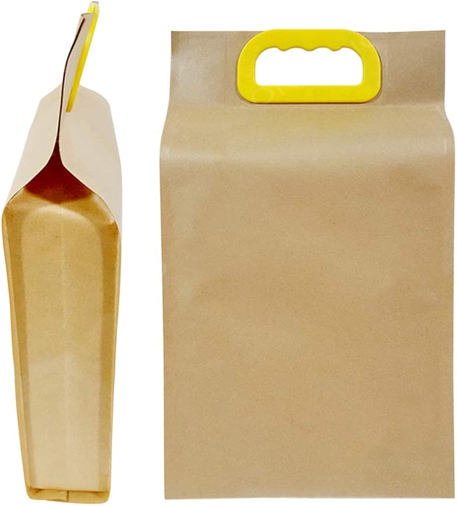 10 PCS Natural Kraft Quad Seal Bags, Kraft Side Gusseted Bags, 5 mil