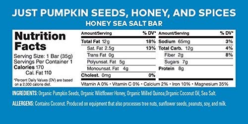 Health Warrior Pumpkin Seed Protein Bars, Honey Sea Salt, 8g Plant Protein, Gluten Free, Certified Organic, 12 Count - Thumbnail 6