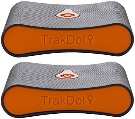 Trakdot Luggage Tracker, Flight Baggage Tracer, Anti-lost Palm-size Locator, Airline Trip Worldwide Travel Tracking Monitor Detector Finder, GSM Chip (Cell Towers), SMS Alert, iOS &amp; Android Compatible (2 Pack - Black/Orange)