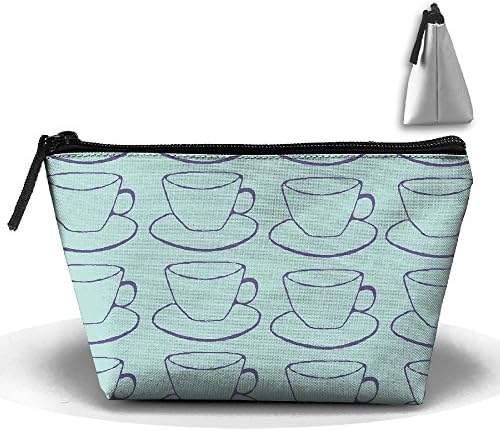 Make-Up Cosmetic Bag Carry Case Blue Teacup(1027) With Zipper For Women